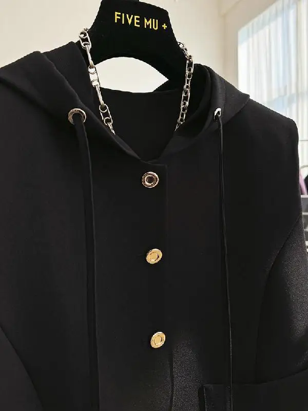 Spring, autumn, and winter, solid color camisole, minimalist hooded vest and horse clip  waistcoat women