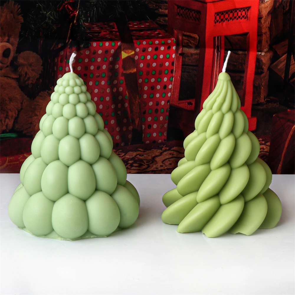 3D Geometric Christmas Tree Candle Silicone Mold DIY Christmas Candle Making Kit Handmade Soap Plaster Resin Mould Home Decor