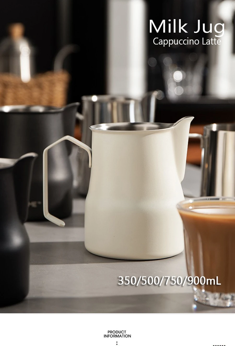 Kit Latte Art Complet - Pichet à Lait 350 Ml Inox + Saupoudreur Cacao + Pochoirs + Aiguille - Pour Café Maison