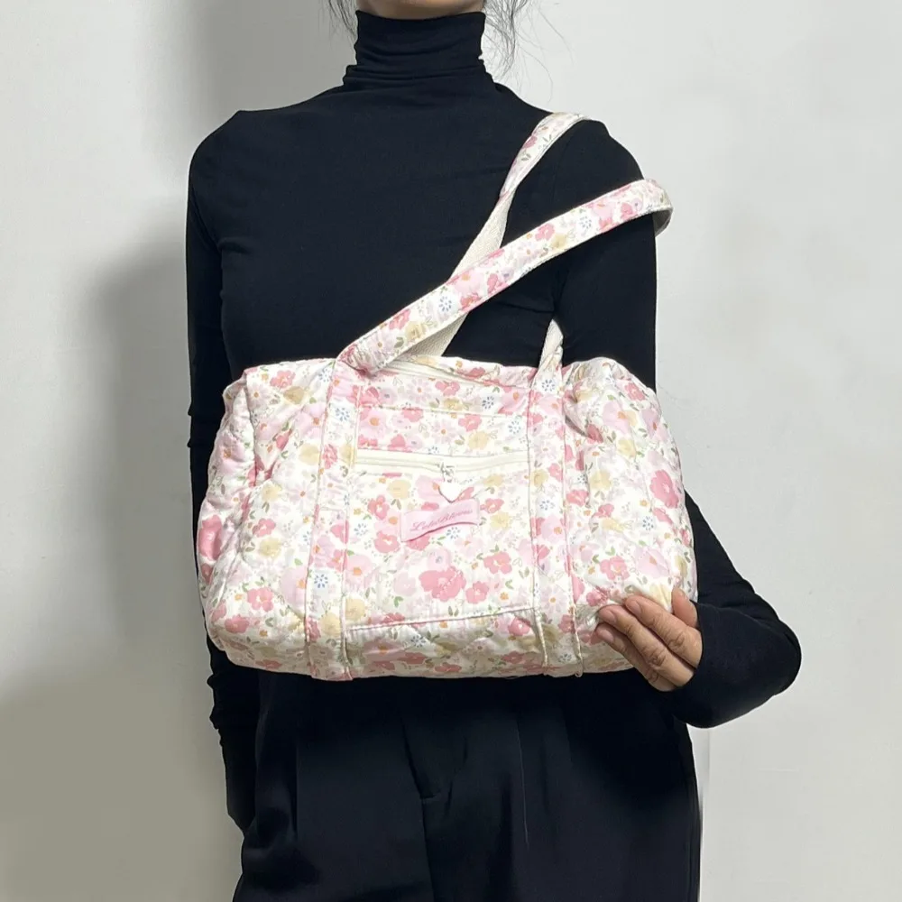 Korean Style Stroller Organizer Bags Flower Multi-pocket Baby Diaper Organizer Tote Lightweight Single Shoulder Bag Female