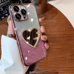 Plating Gradient Glitter Heart Mirror Cover Case for OPPO A8 2020 (3)