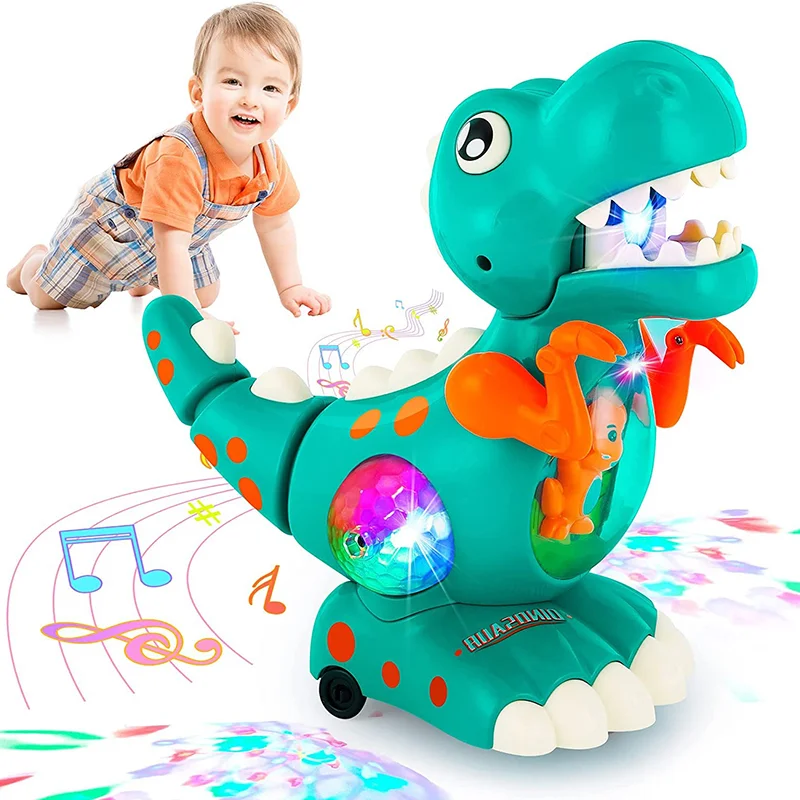 

Children Light Up Musical Crawling Dinosaur Toys Tummy Time Montessori Sensory Interactive Electric Toys For Kids Birthday Gift