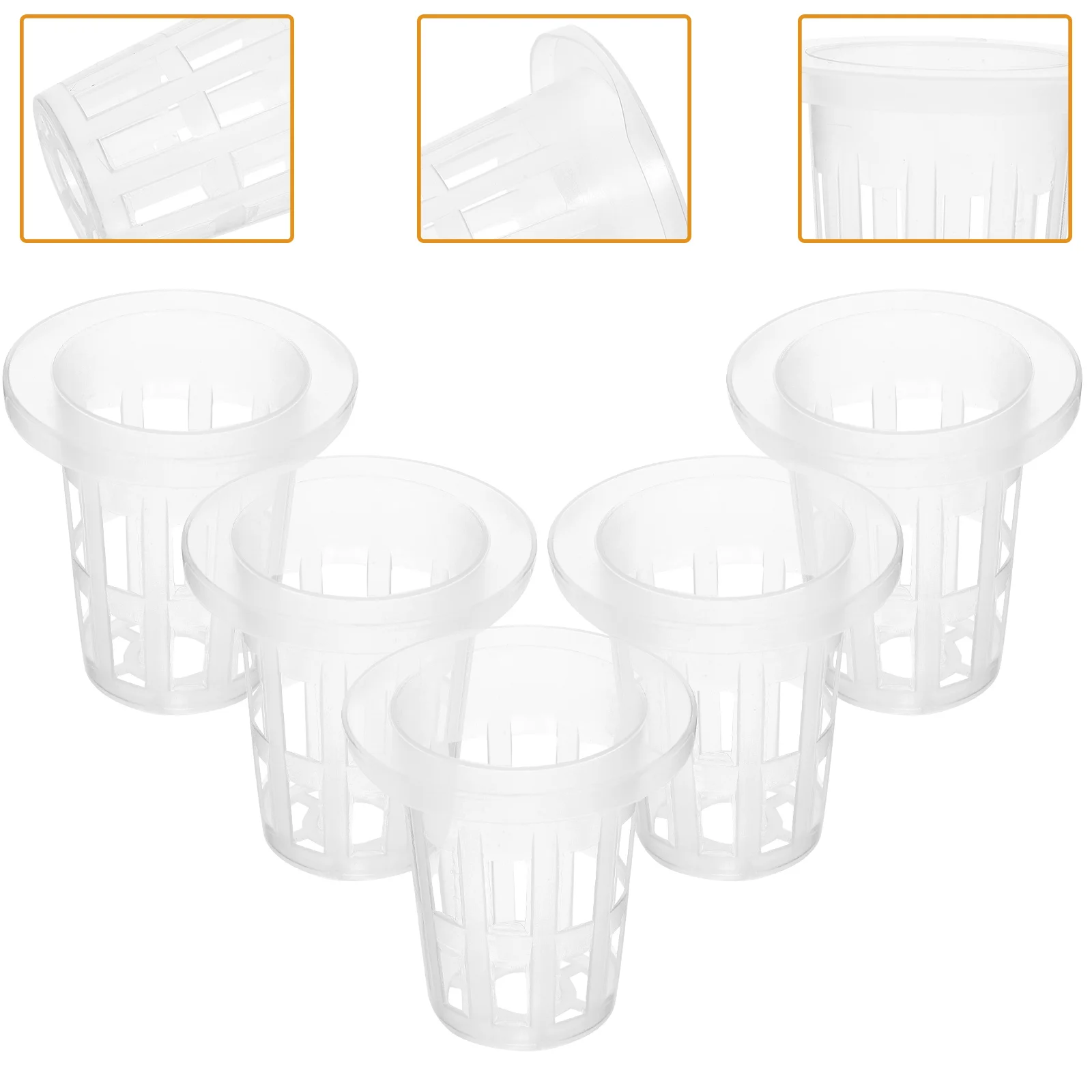 

Hydroponics Net Pots 50Pcs 70Mm Plastic Cups Baskets Slotted Mesh Plant Pot Bucket Aquaponics Supplies