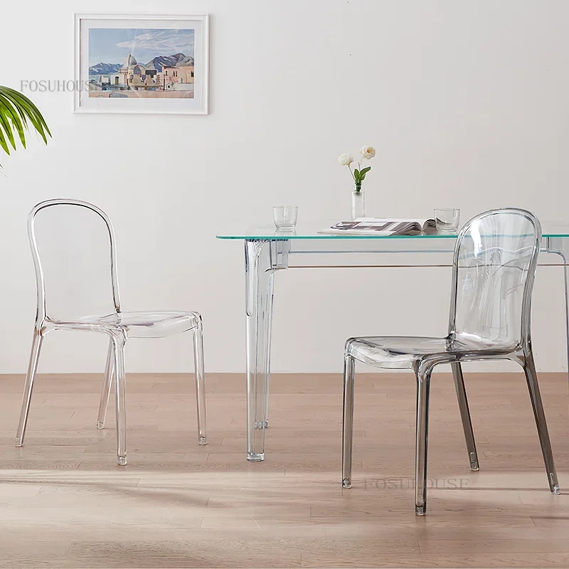 Nordic Transparent Dining Chair Hotel Furniture Acrylic Modern Creative Crystal Back Chair for Events Ins Plastic Dining m