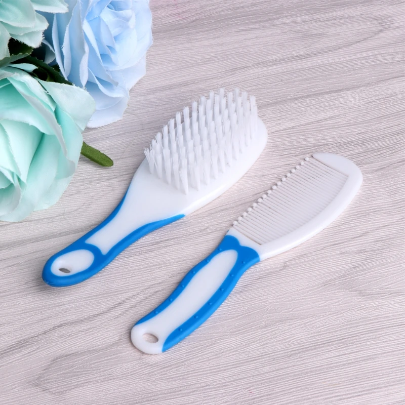 Baby Comb and Brush Set Nursing Supplies Bathing Washing Hair Soft Bristle Round Tip Safe for Head Massage A2UB