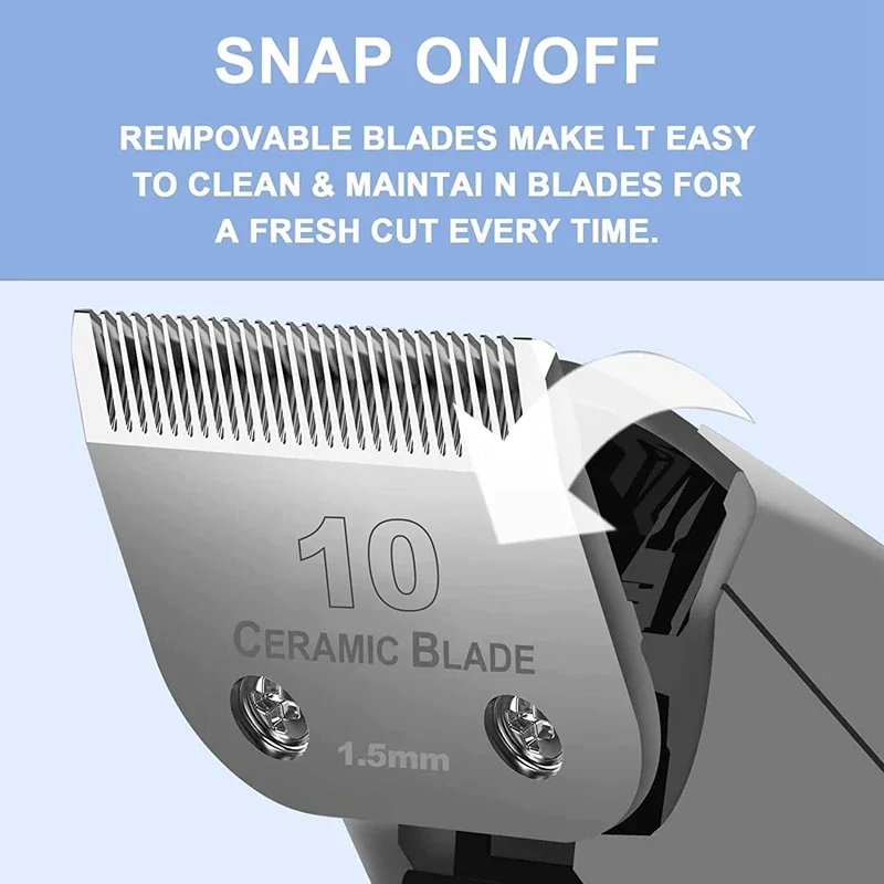 #10 Ceramic Detachable Pet Dog Clipper Blade Compatible With Andis, Oster A5, Wahl KM Series Animal & Horse Clippers, 1.5mm