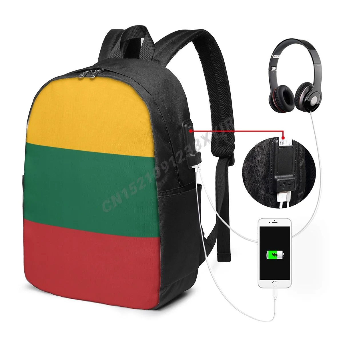 

Backpack Lithuania Flag Lithuanian Country Map IT'S IN MY DNA Fans Student Schoolbag Travel Casual Laptop Back Pack Unisex