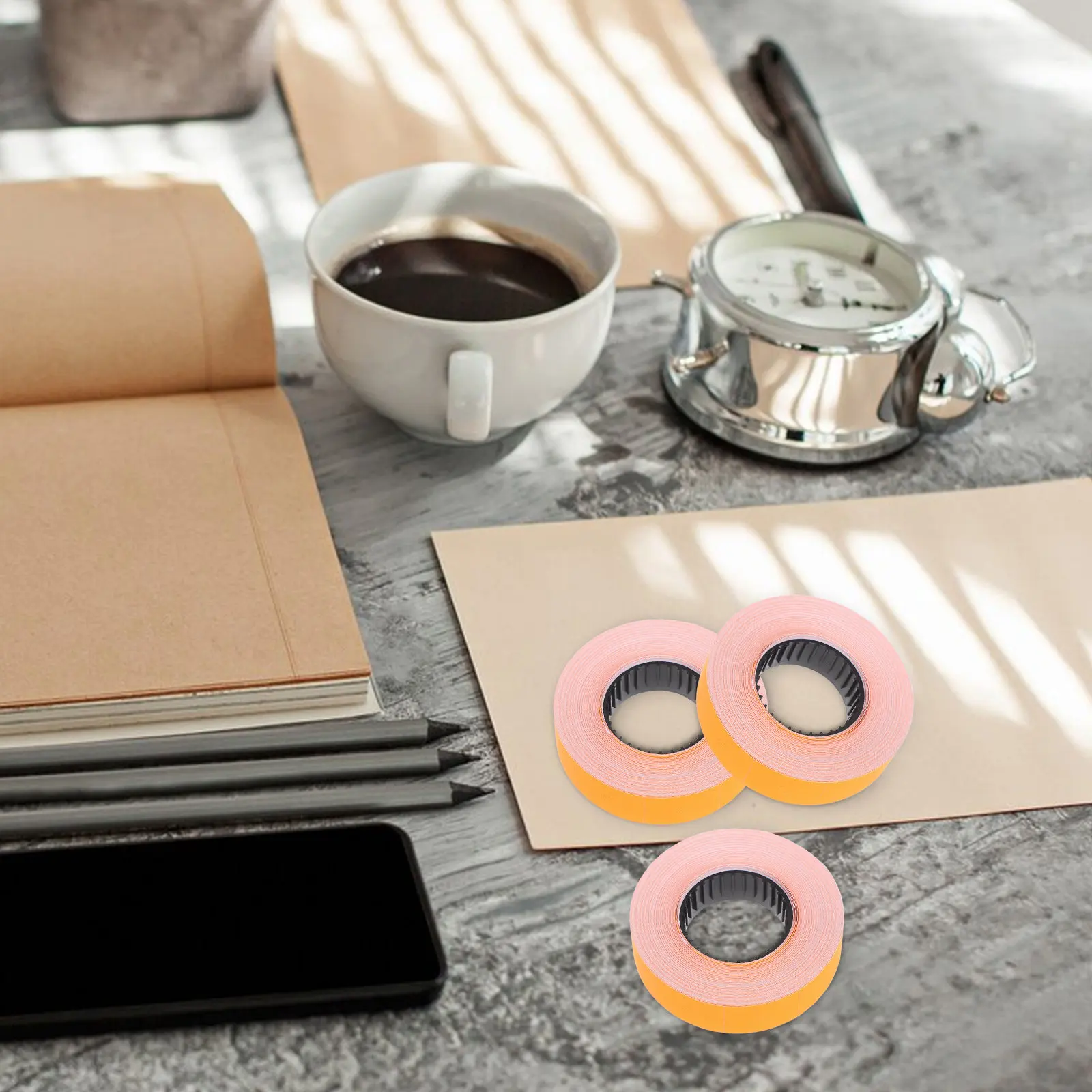 10롤 오렌지색 가격표 라벨 용지 롤 Mx-6600 라벨러 기계와 호환 가능 쇼핑몰, 공장, 사무실에 다용도로 사용 가능 빠르고 간편함