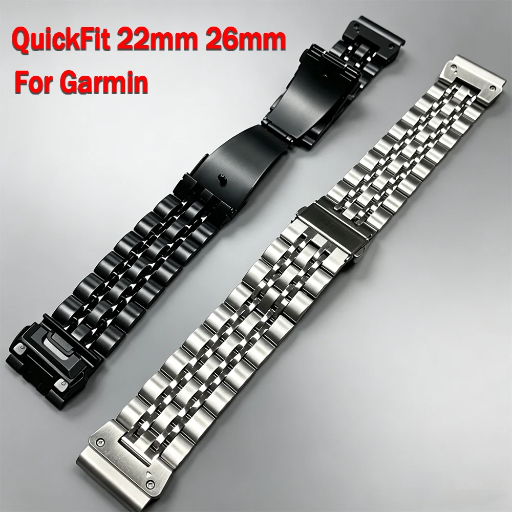 Premium Stainless Steel Watchband with QuickFit Adjustment - 22mm/26mm Metal Strap Bracelet