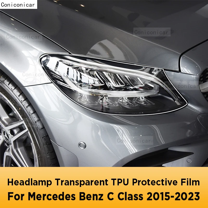 

Для Mercedes Benz C Class W205 W206 2015-2023 Автомобильная внешняя фара Защита от царапин передняя лампа прозрачная фотолампа