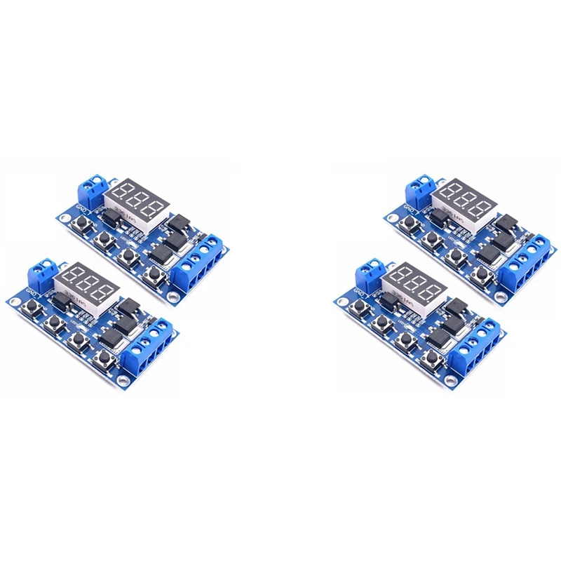 

4Pcs DC12-24V Dual MOS Digital Time Delay Relay Trigger Cycle Timer Delay Switch Circuit Board Timing Control Module