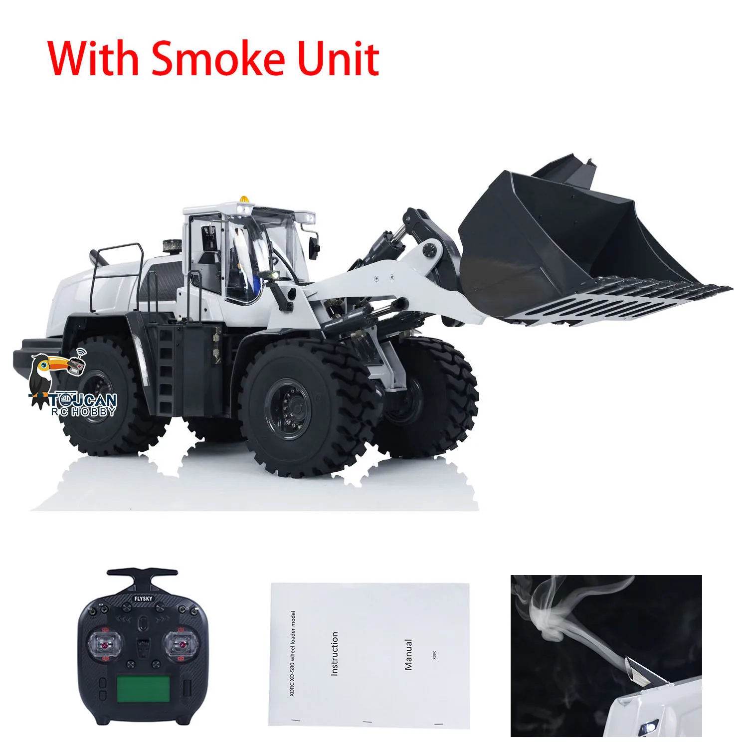 XDRC 580 RC Wheeled Loader 1/14 Scale Hydraulic Metal Remote Control Car Painted Assembled Model with Sound Light Set RC Toy 4