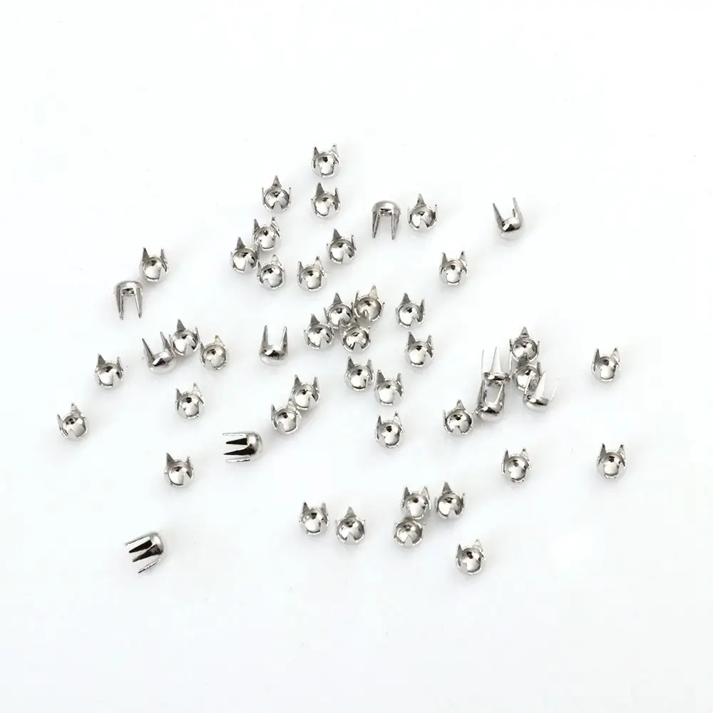 50Pcs 3mm Mini Claw Hammer Buckle Gold/Silver/Bronze/Black Metal Round Bead Super Small Doll Button DIY Toy Clothes Accessories