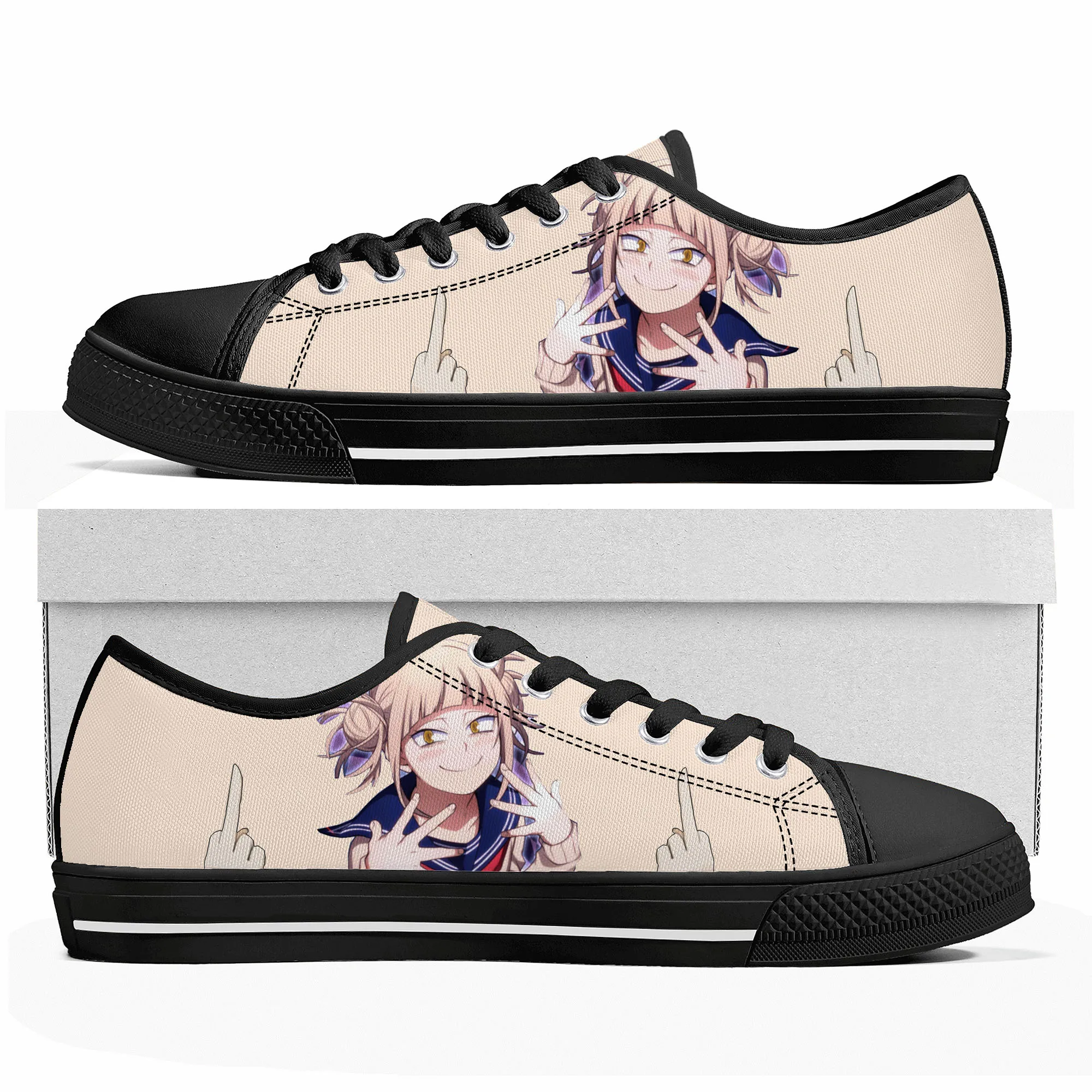 Anime Himiko Toga My Hero Academia Low Top Sneakers Mens Womens Teenager High Quality Canvas Sneaker Couple Shoes Custom Shoe japanese anime my hero academia graphic hoodies men himiko toga pullover sweatshirt unisex merry christmas oversized sweatshirt