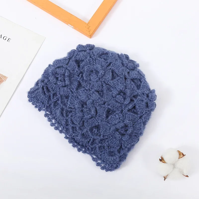 Spring Autumn Handmade Knitted Hat Women Fashion Solid Color  display picture 2