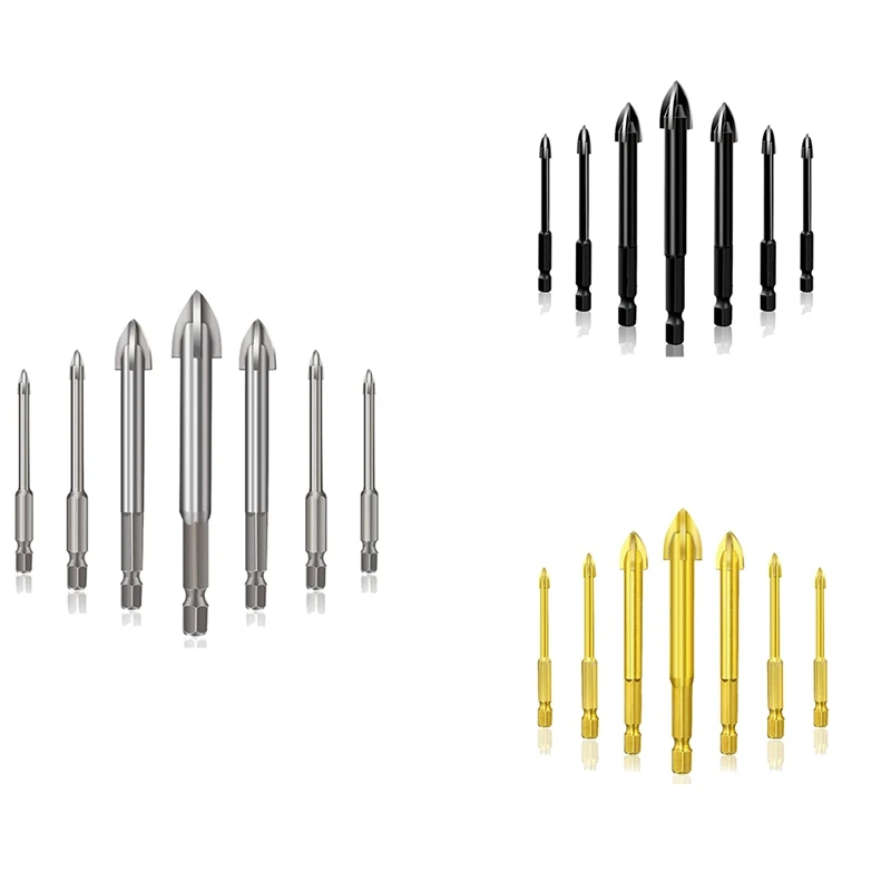 Promotion! 7 Piece Efficient Universal Tool Multifunctional Cross Triple-Cornered Drill Bit Carbide Tip Spear Head(3-12 Mm) |