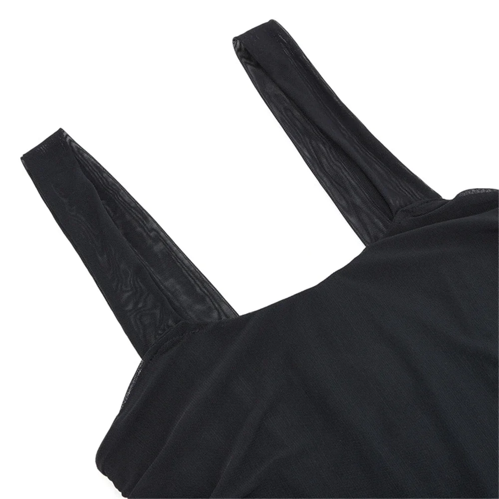 Black Mesh Breathable Slimming Overbust Corset For Women Lingerie Body Shaper Shoulder Straps Lace-up Bustiers Sexy Crop Tops