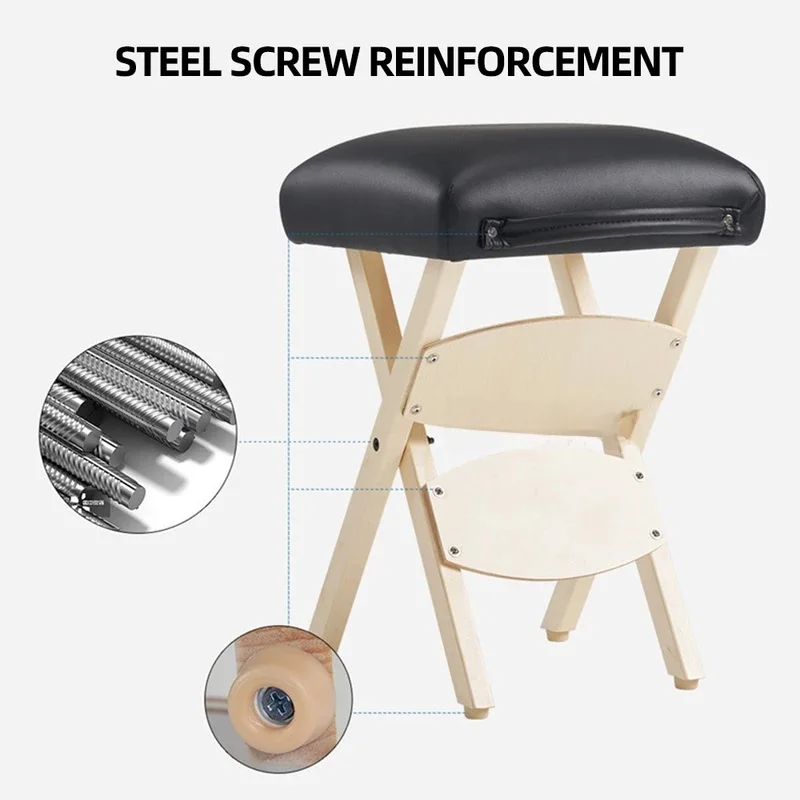 Massage Parlor Specific Wooden Folding Stool, Massage and Beauty Technician Chair, Nail and Foot Repair Solid Wood Chair