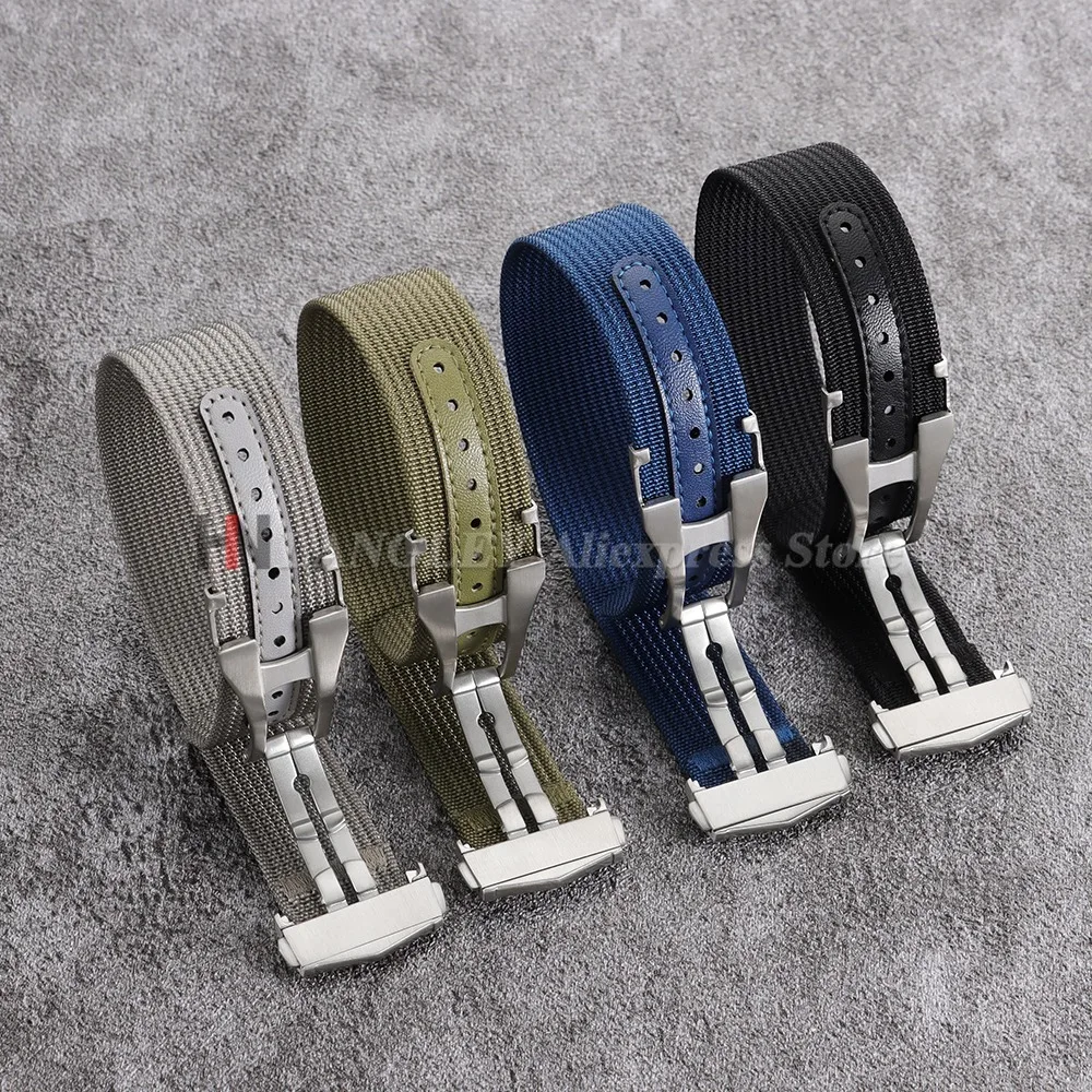 Versatile Nylon Waterproof Sports Watch Strap with Folding Buckle