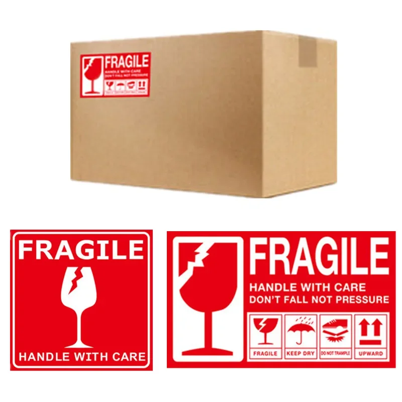 Fragile Stickers 50pcs Big Labels 15cm*9cm 10cm*10cm Fragile or Bend Handle with Care Warning Packing Labels for Goods