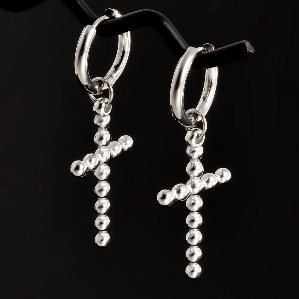 1 paar Kreuz Strass Stern Ohrringe Edelstahl Hoops Ohrring Für Frauen Männer Zubehör Pins Schmuck Natürliche Shell Piercing – Detail 8