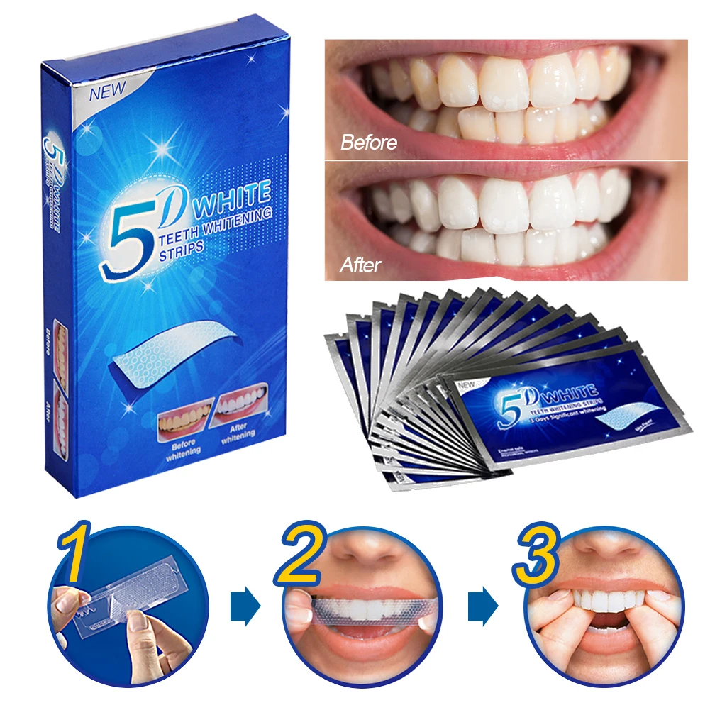 Bandes de blanchiment des dents en gel 5D,kit dentaire,autocollant de — free download