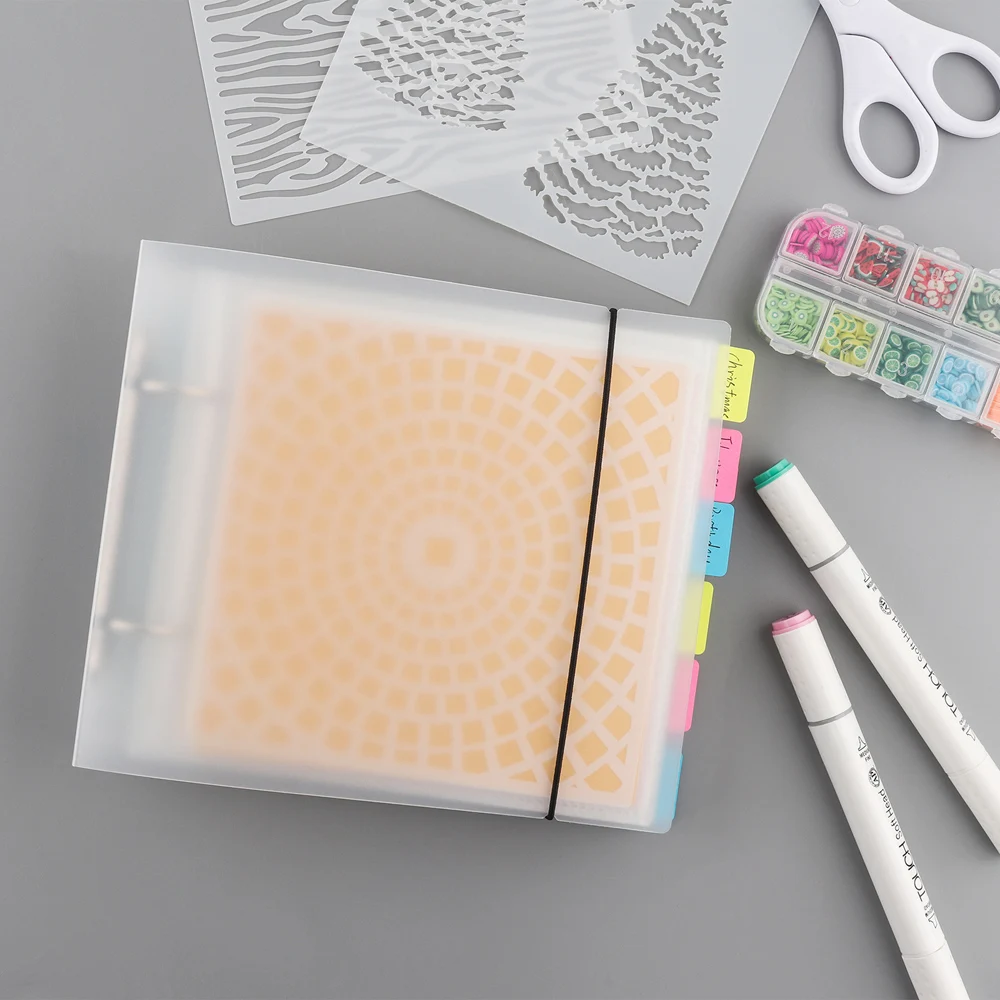 Multipurpose Cookie Stencil Storage Binder Album for Scrapbooking 6x6" Stamps Diecut Stencils Storage Organization Pocket Bags
