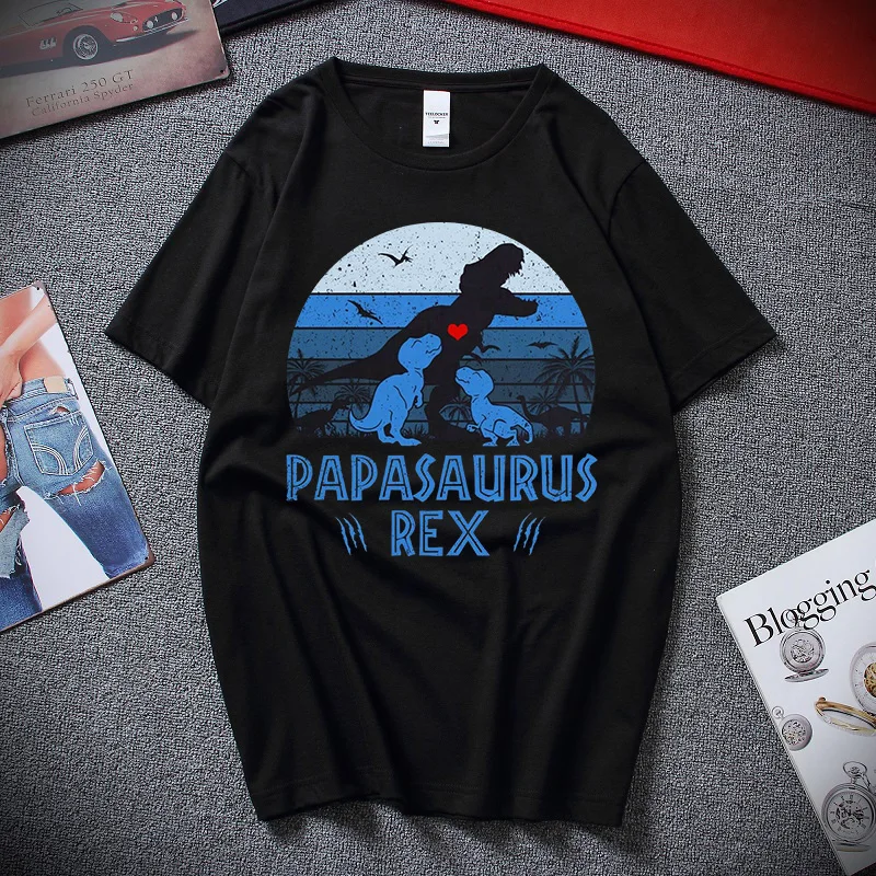 Papasaurus Rex T-shirt For Dad Men's Retro Dinosaur Father's Day_voghion.com