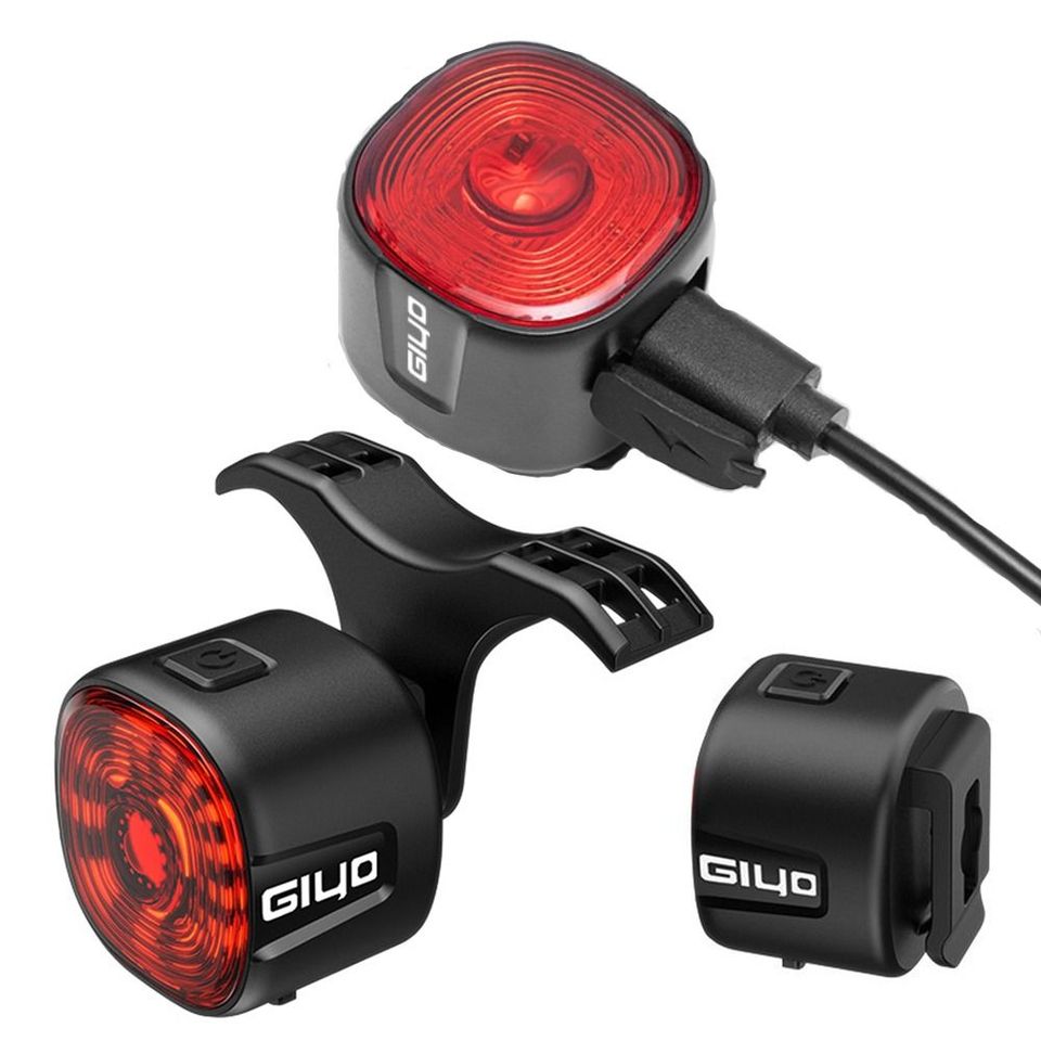 Rechargeable Smart LED Bike Brake Tail Light 6 Modes Induction Mountain Helmet Warning Light Type-C Dustproof