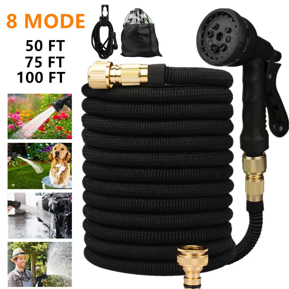 50FT~100FT Garden Hose Inflatable Watering Hose High-pressure Car Wash Hose  Inflatable Garden Magic Hose with 8 Function Spray - AliExpress