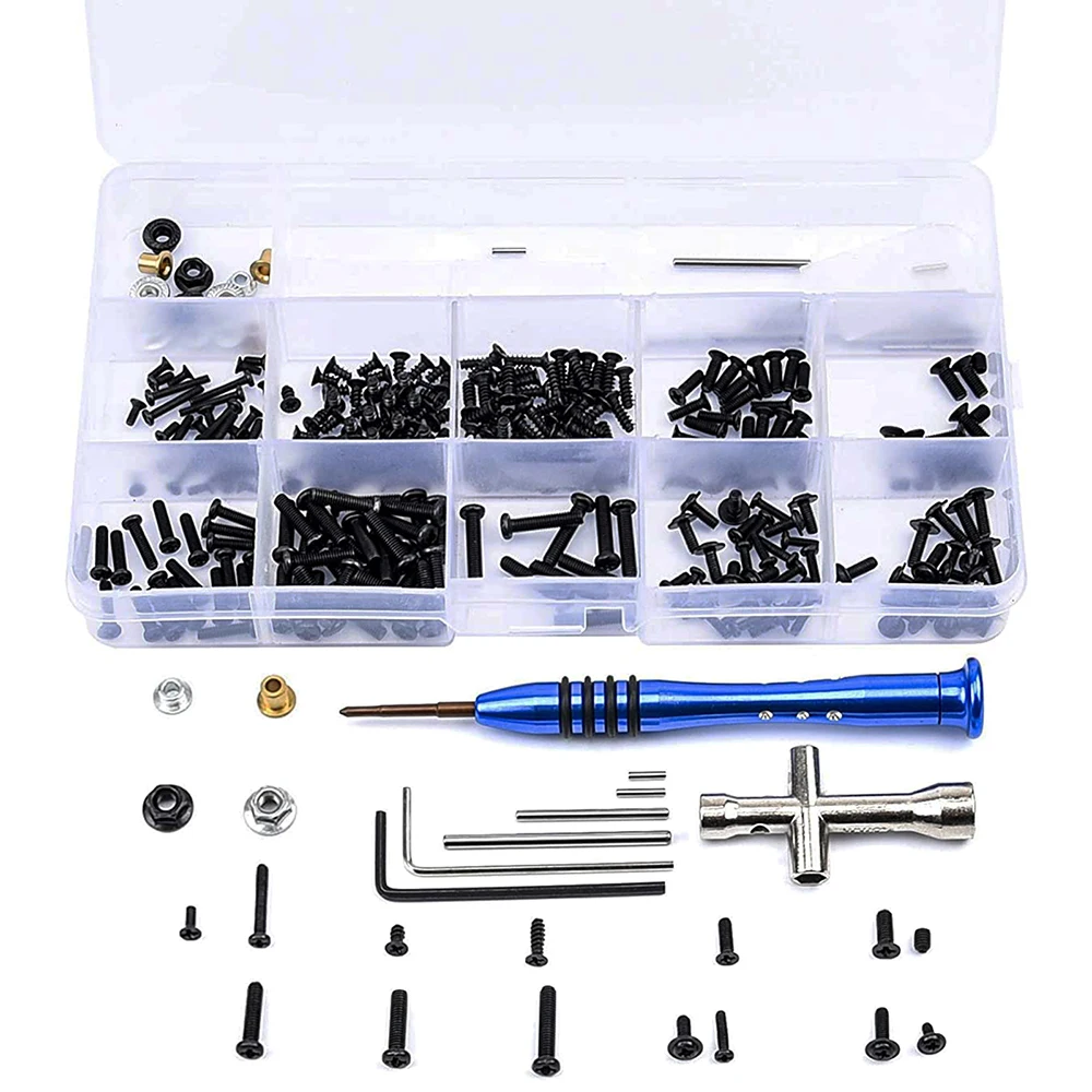 Kit Di Viti E Accessori Di Ricambio Per Auto RC FMS 1/18 E FCX24, 193 Pezzi. Include Viti M1.6 E M2, Dadi, Perni, O-Ring, Chiavi. Set Di Fissaggio Universale Per Riparazioni E Upgrade. - 2
