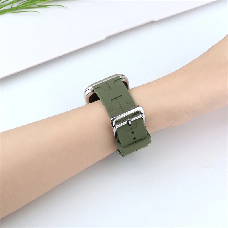 Фото Ремешок силиконовый для Apple Watch band 44 мм 45 мм 41 мм 40 мм 49 мм 42 мм 38 мм, новый браслет correa iwatch Series 9 8 Ultra 7 se 3 5 6 4 №4
