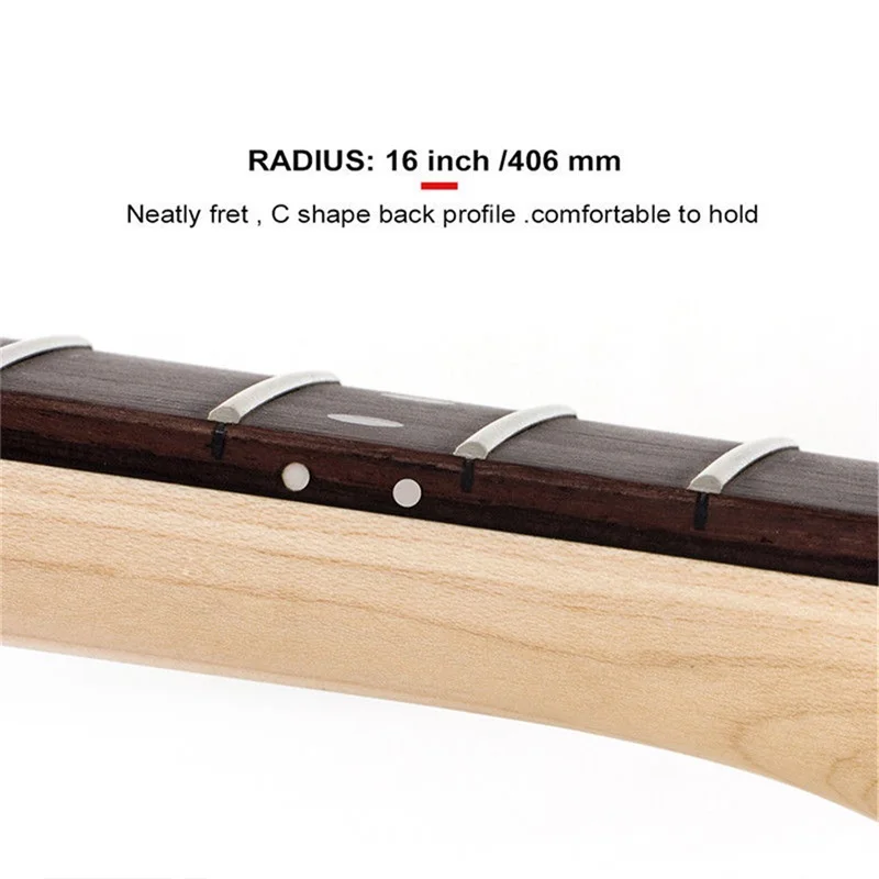 Description Picture 4 of item22 Fret Maple & Rosewood Guitar Neck Backboard Midline Household Electric Guitar Handle Neck Accessories String Instrument Parts