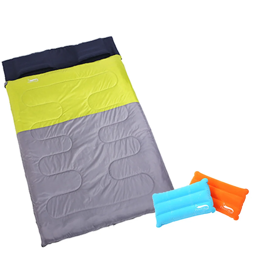 

Outdoor Camping Double Sleeping Bag 2 Person Sleeping Bag Double-Sided 2-way Zippers with 2 Pillows for Backpacking Hiking