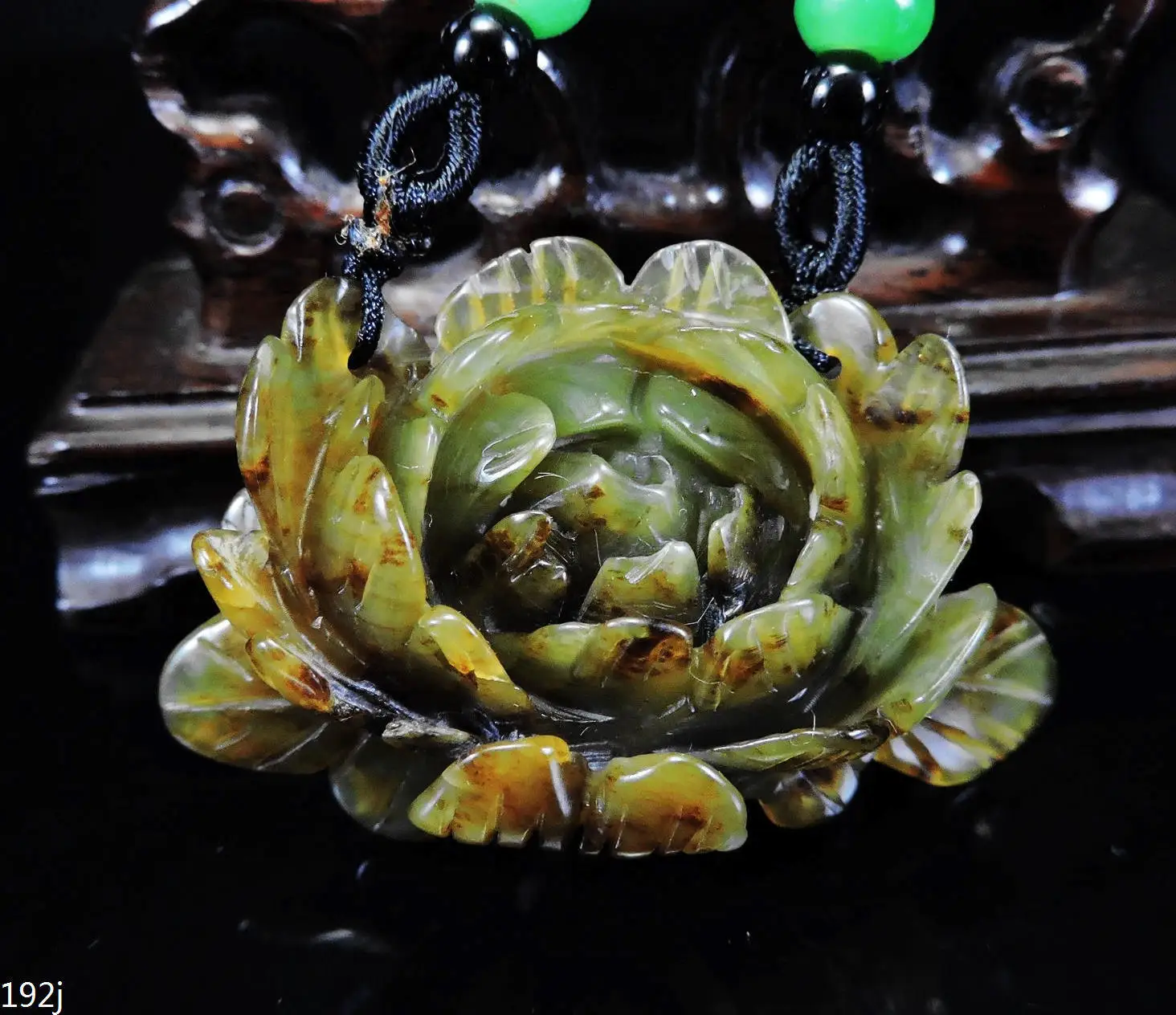 

Jade Jewelry Natural Jade Pendant Necklace Hand-Carved peony flower Jadeite Necklace Pendant Gift No Treatment 192j