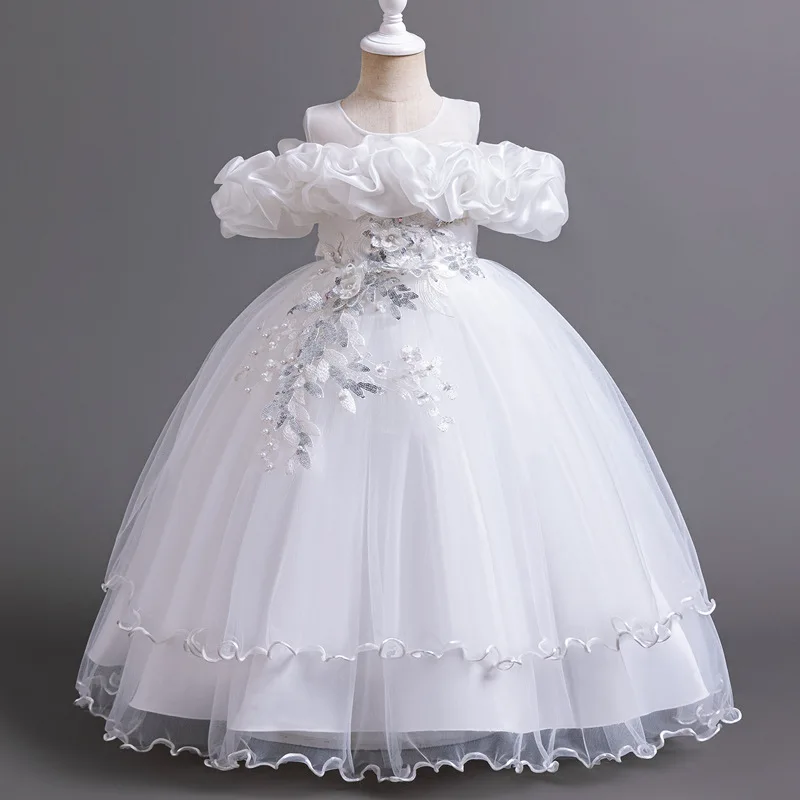 Elegant Pink Flower Girls Party Dress - Bridesmaid Ball Gown & Princess Dress