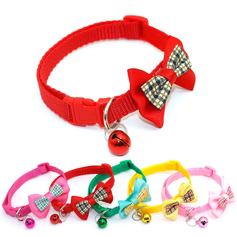 Small Pet Dog Cat Collar Bow Tie Bowknot With Bell Puppy Kitten Necktie Collar 