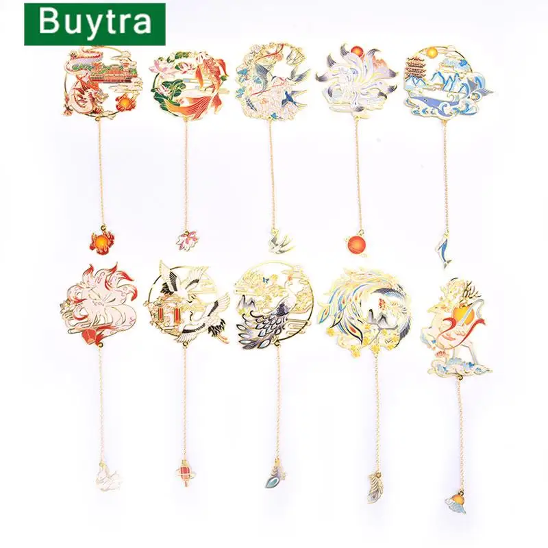 

Luxury Stationery Metal Bookmark Chinese Style Vintage Bookmarks Creative Gift for Teachers Students School Office Supplies
