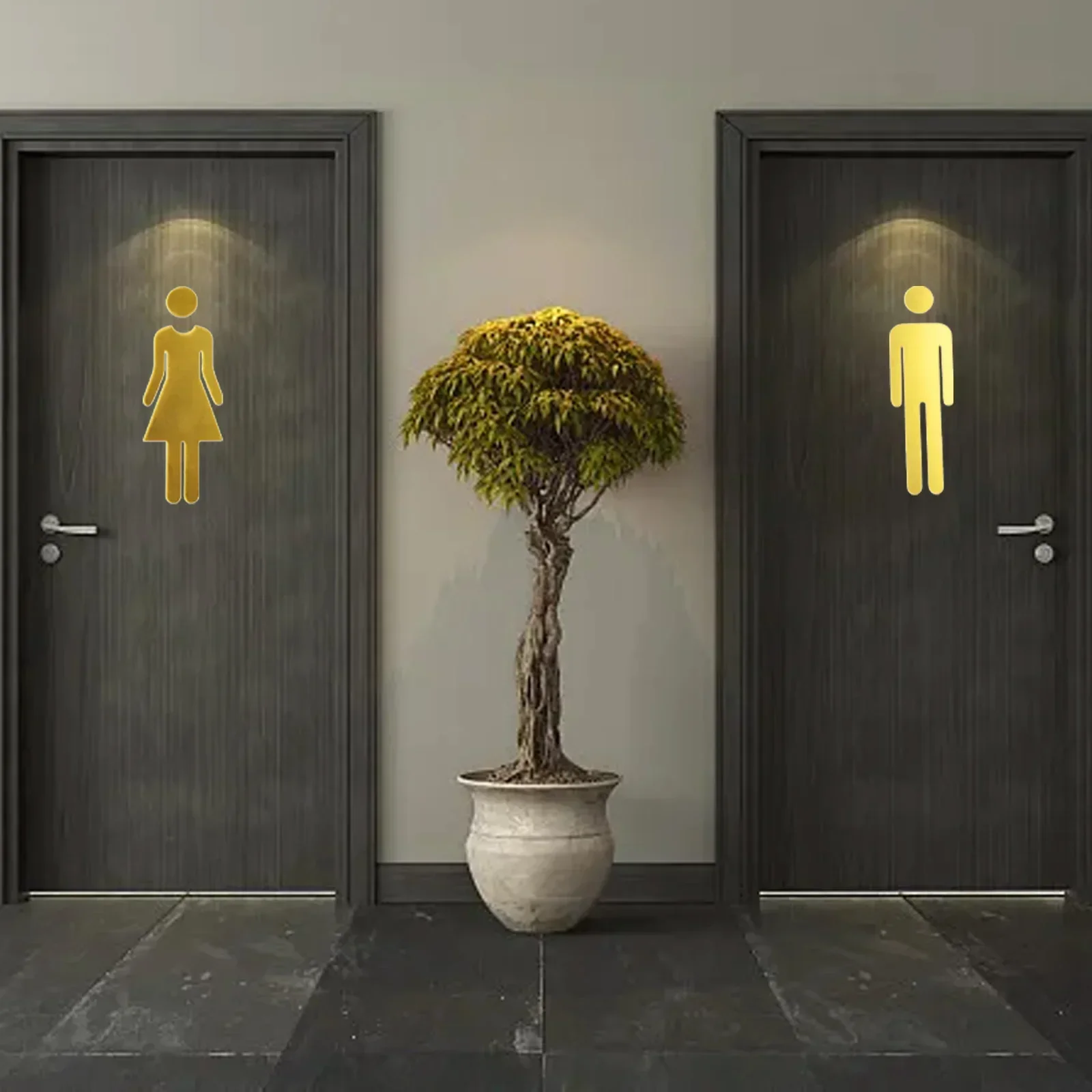 Toilet Stickers 3D Acrylic Toilet WC Signage Self-Adhesive Acrylic Men&Woman WC Door Sign Washroom Signage Sticker