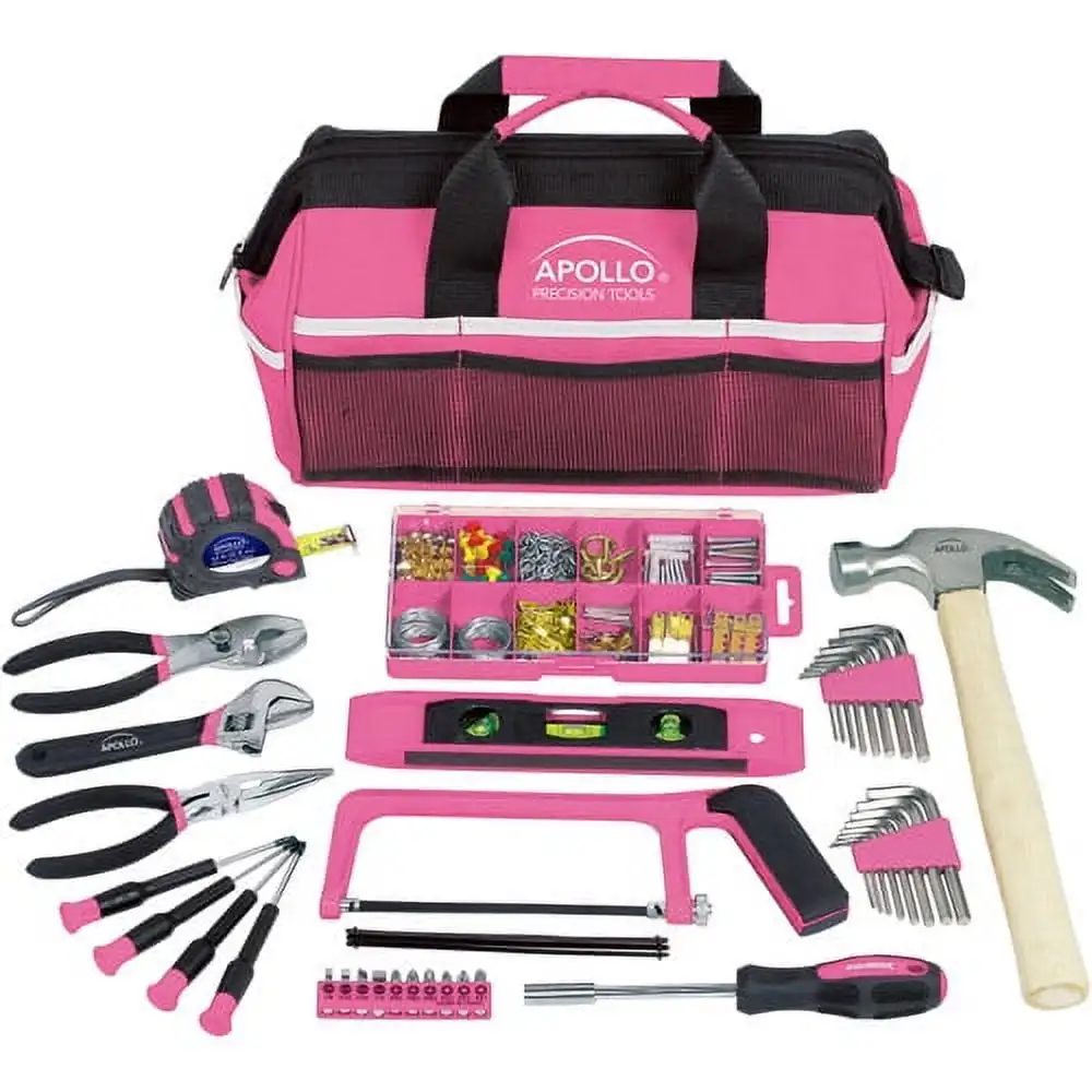 

Apollo Tools 201-Piece Household Tool Kit in Tool Bag, Pink