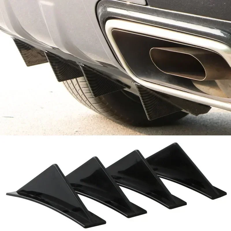 Neuer 4-teiliger Universeller Auto-Spoiler in Rot-Schwarz mit Carbonfaser-Muster, Modifizierte Haifischflosse, Heckdiffusor, Aufprallschutz – Detail 8