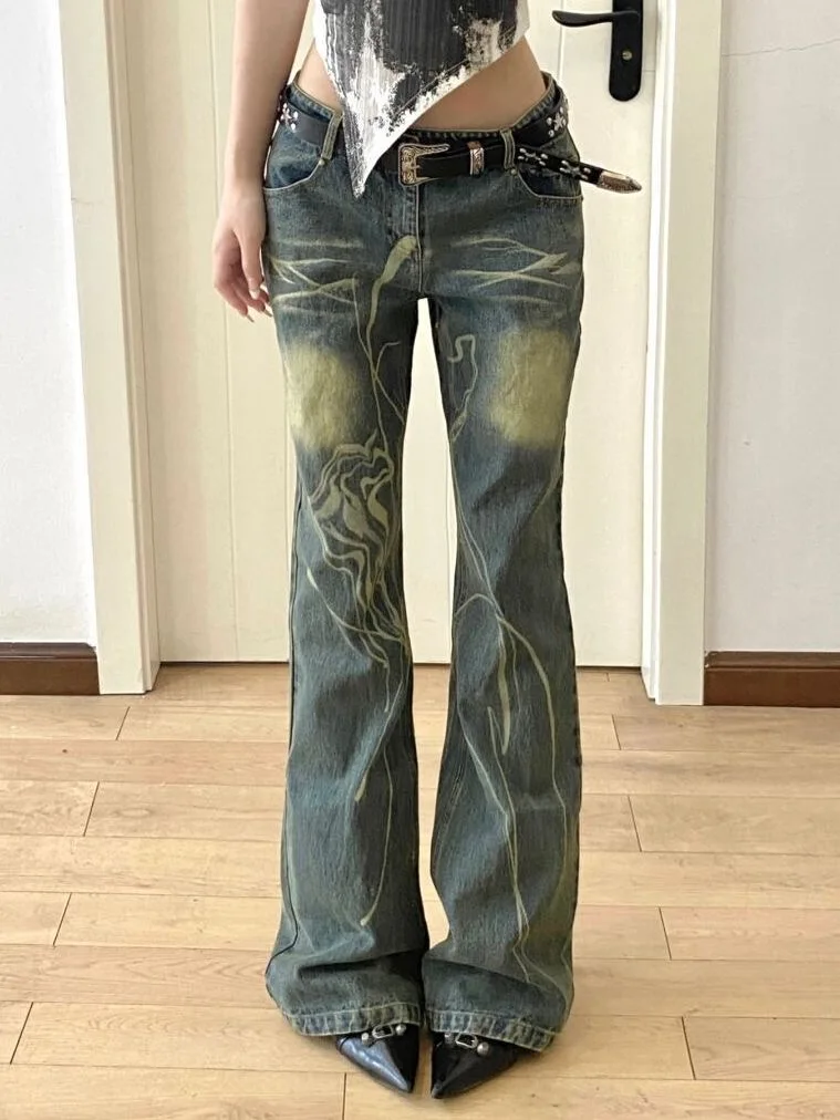 Vaqueros acampanados rígidos de tiro bajo en lavado 80s Light Wash