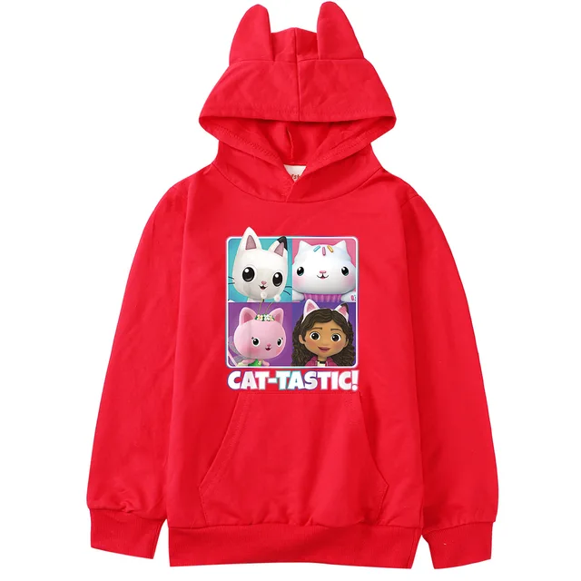 Em promoção! Aquarela Gabby Da Casa De Bonecas Gato Dos Desenhos Animados  De Impressão De Moletom Tops Para Meninas Kawaii Roupas De Crianças  Harajuku Capuz Casaco Agasalho