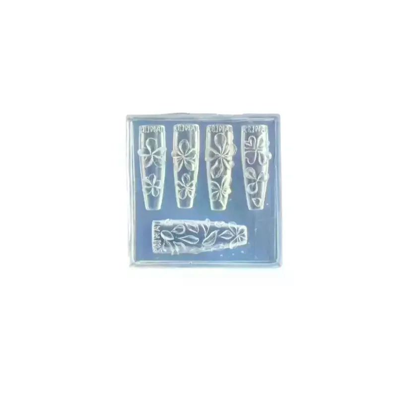 3D Transparent Silicone Flower Nail Art Mold - Hibiscus Five-Petal Blossom Carving Template for Acrylic Nail DIY Decoration Tool