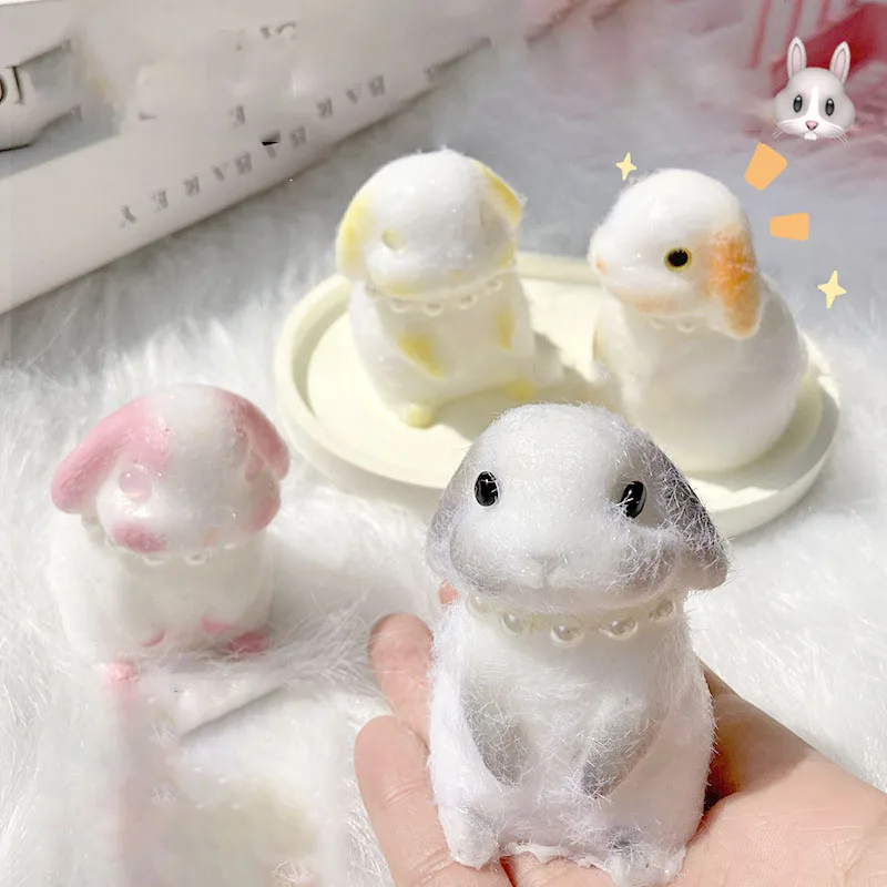 Cartoon Kawaii Soft Animal Plush Bunny Cat Slow Rebound Fingertip Fidgety Toy Girl Squishy Birthday Gift Persian Cat Kids Pet 2
