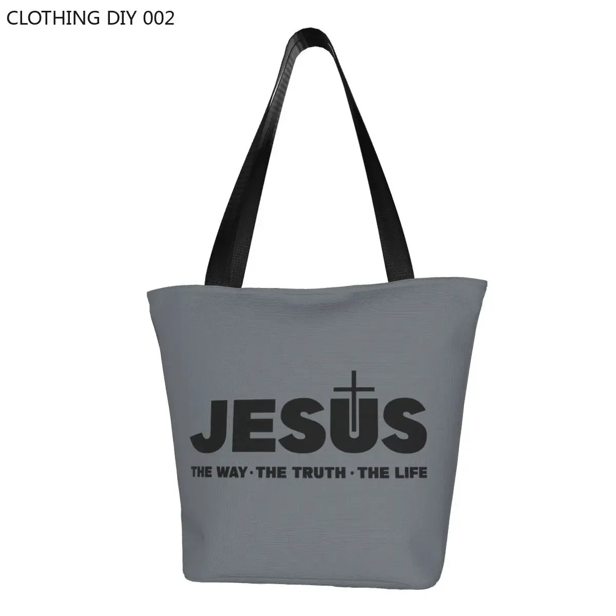 

Jesus Christ The Way The Truth The Life Shopping Tote Bags Religion Cross Christian Faith Canvas Grocery Shoulder Shopper Bag