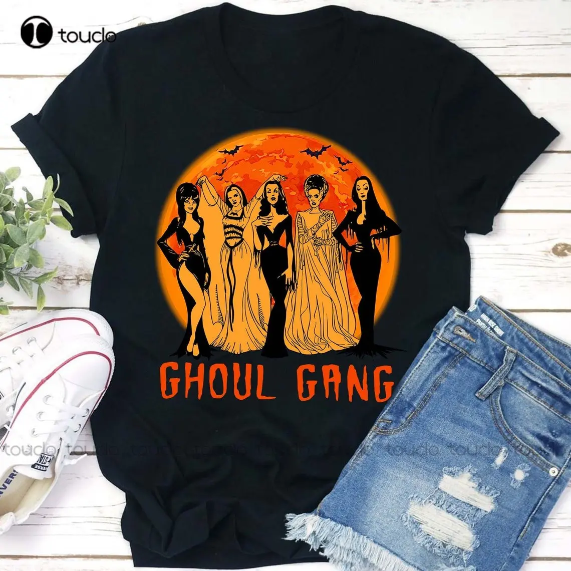 

Рубашка с героями Ghoul Gang, рубашка Morticia Vampira, отряд лилий, цели, готические королевы, рубашка на заказ, Хэллоуин, ужас, Винтажный Фильм, футболка