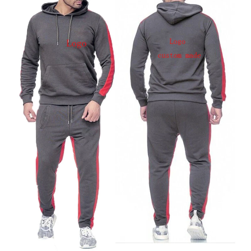 2023 Spring Autumn Custom Logo Print Solid Color Casual Sets Men's Cotton Hooded Popular Hoodies+Trendy Classic Sweatpants Suits