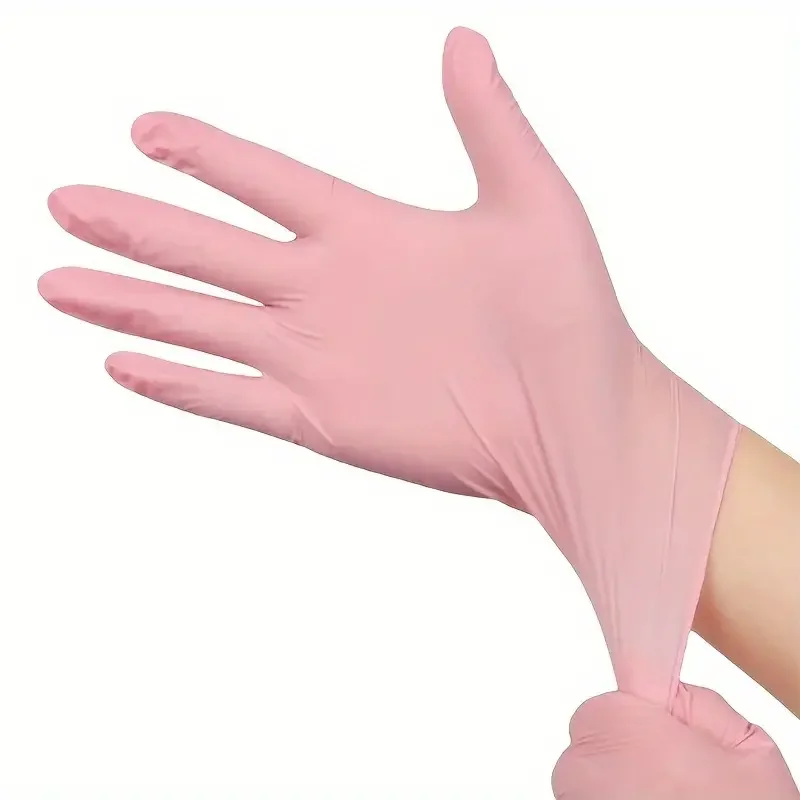 Description Picture 3 of item20/50/100PCS Pink Nitrile Gloves Disposable Powder & Latex Free Kitchen Gloves Women Beauty Salon Cooking Tattoo Hair Dye Gloves