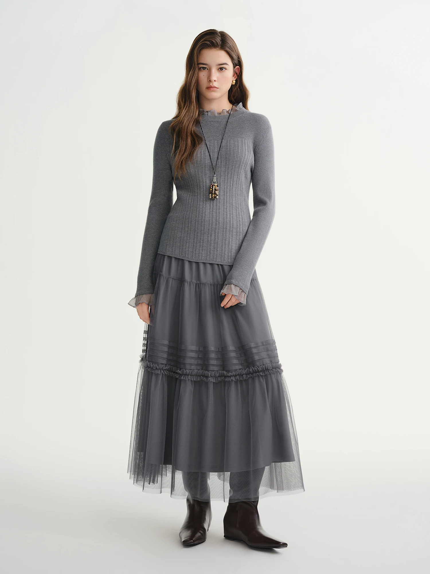 thumbnail image 2 of Vigerkar Womens Tiered Ruffle Tulle Maxi Skirt A Line Elastic High Waist Tutu Long Skirt Puplum Mesh Skirt Wedding Skirt Black, One Size 2 of 9